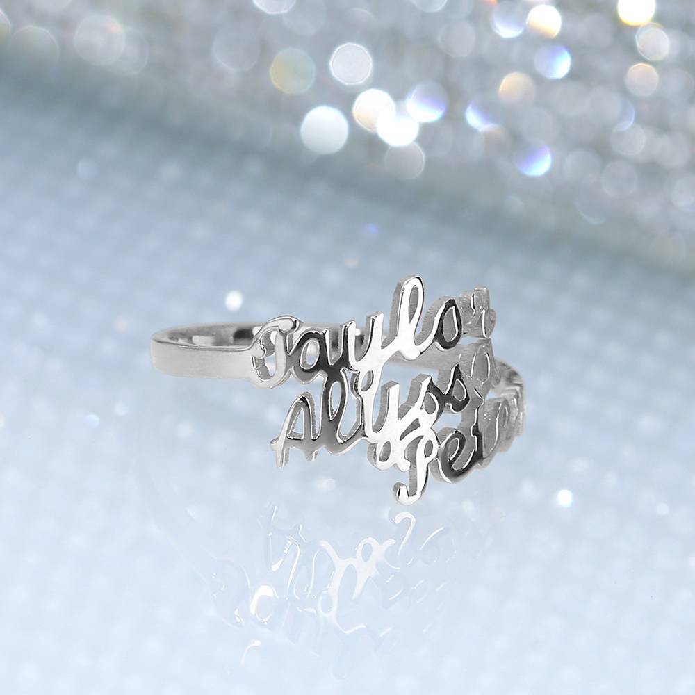 Three Name Ring Silver For Her