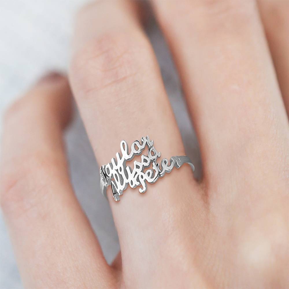 Three Name Ring Silver For Her