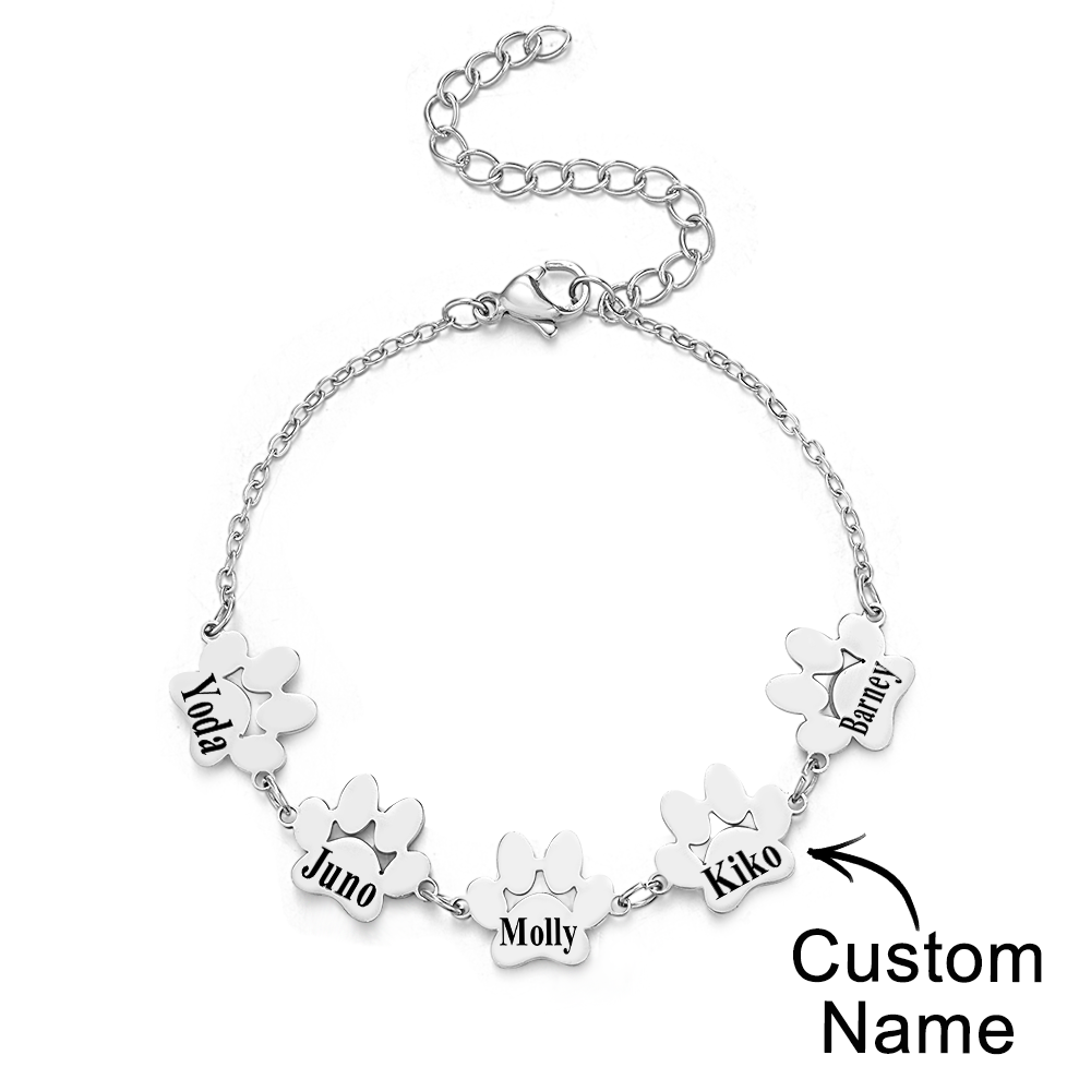 Custom Paw Print Bracelet & Personalized Necklace Pet Name Jewelryfor Pet Lovers