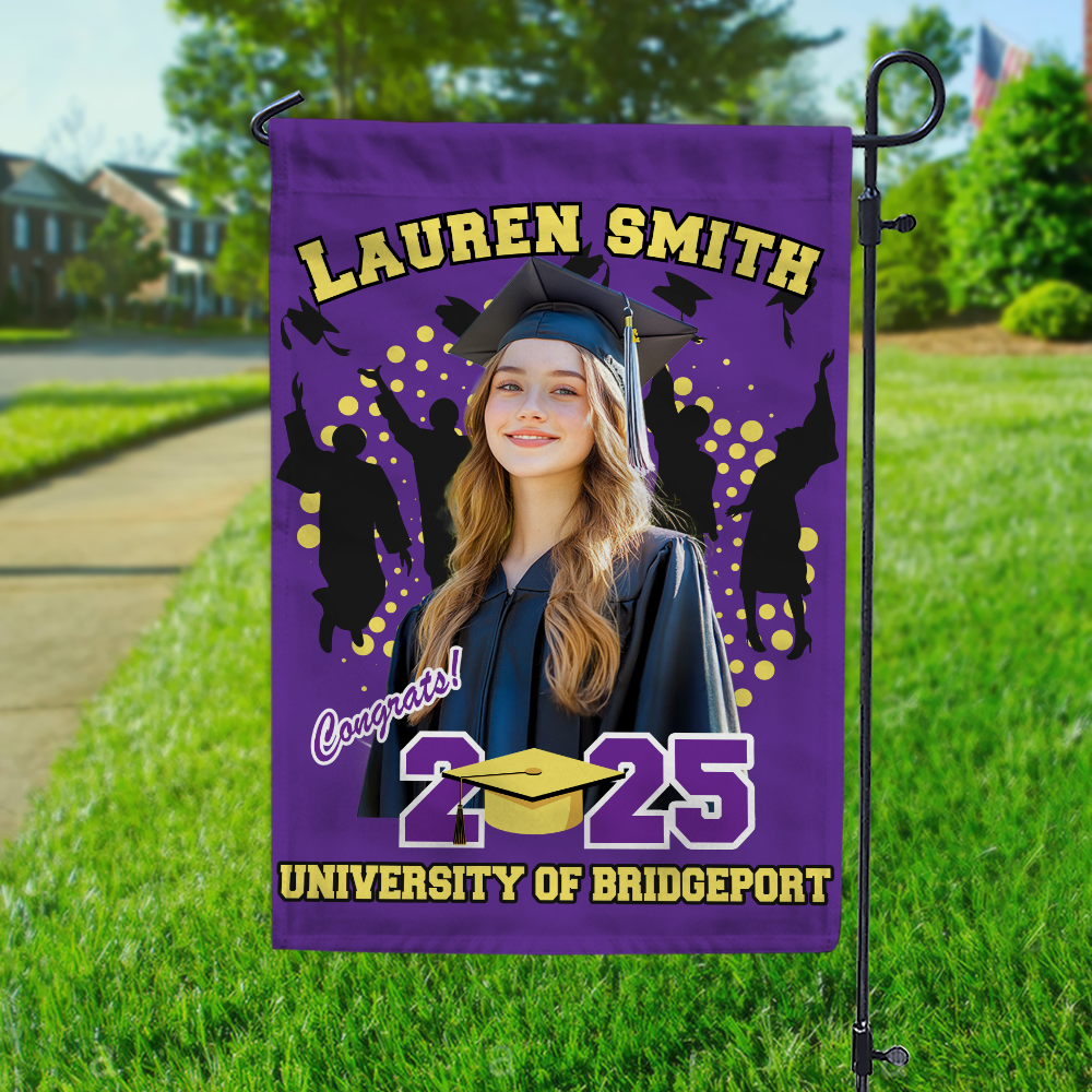 Custom Photo with Name Graduation Garden Flag - Unique Gift Idea for Grads