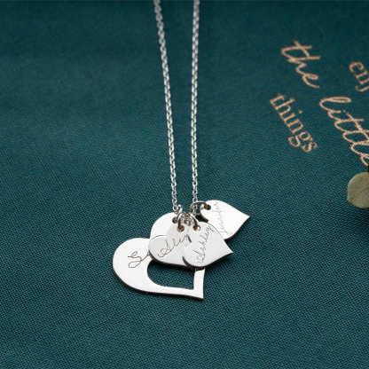 Personalized Family Heart Necklace Custom Name Family Keepsake Necklace Layered Heart Necklace for Mom