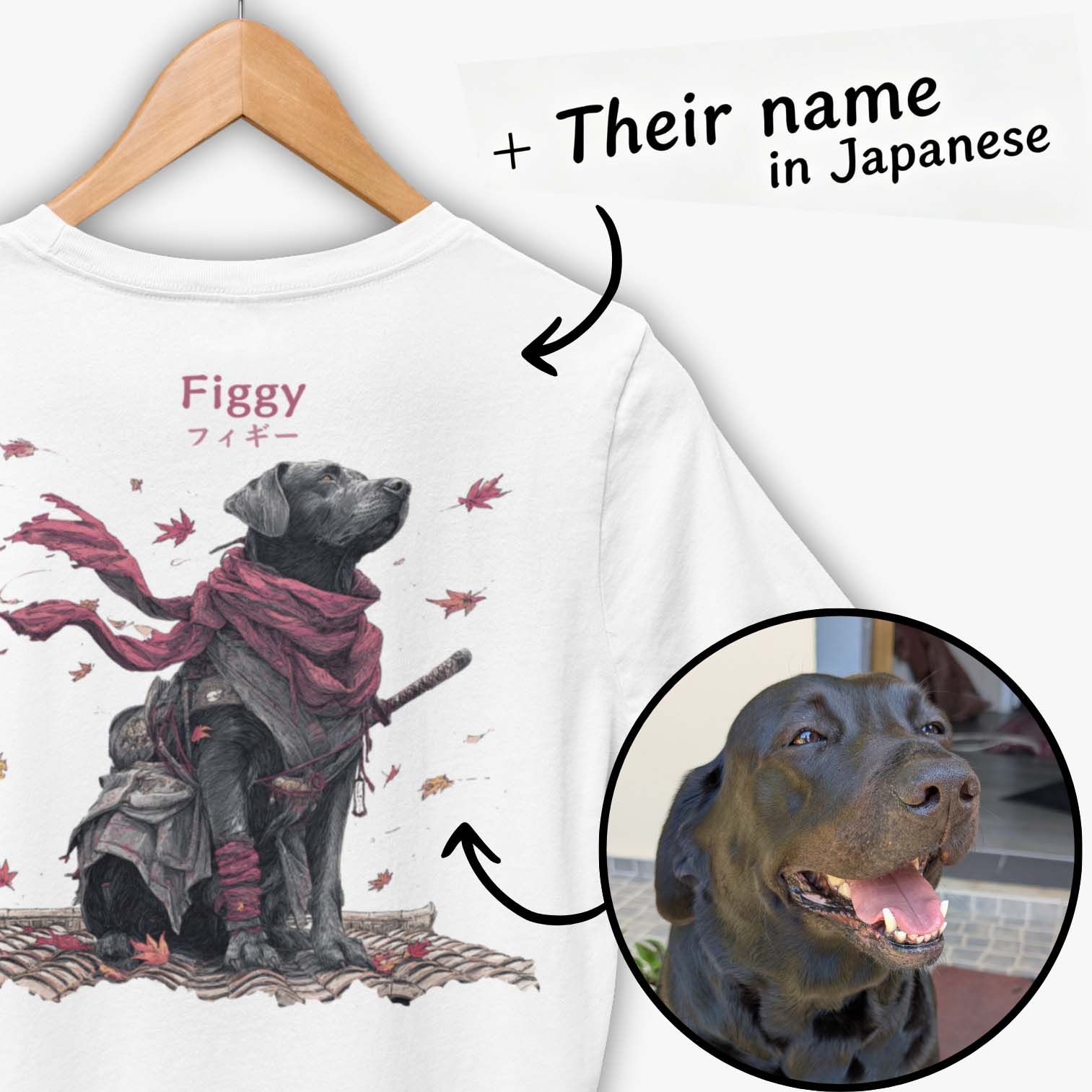 Personalized Photo Japanese Samurai Pet T Shirt Custom Photo Samurai Dog Cat T Shirt Gifts  for Pet Lovers