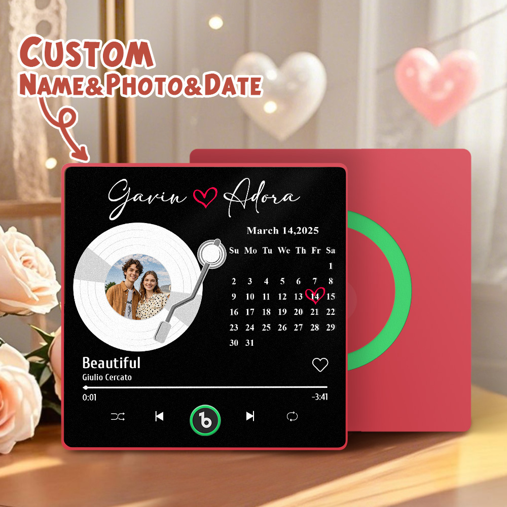 New 4.0 Upgrade Custom Music Fridge Magnet Colorful Frame Album Fridge Magnet Can Play Songs Gift for Couple Can Upload Your Music