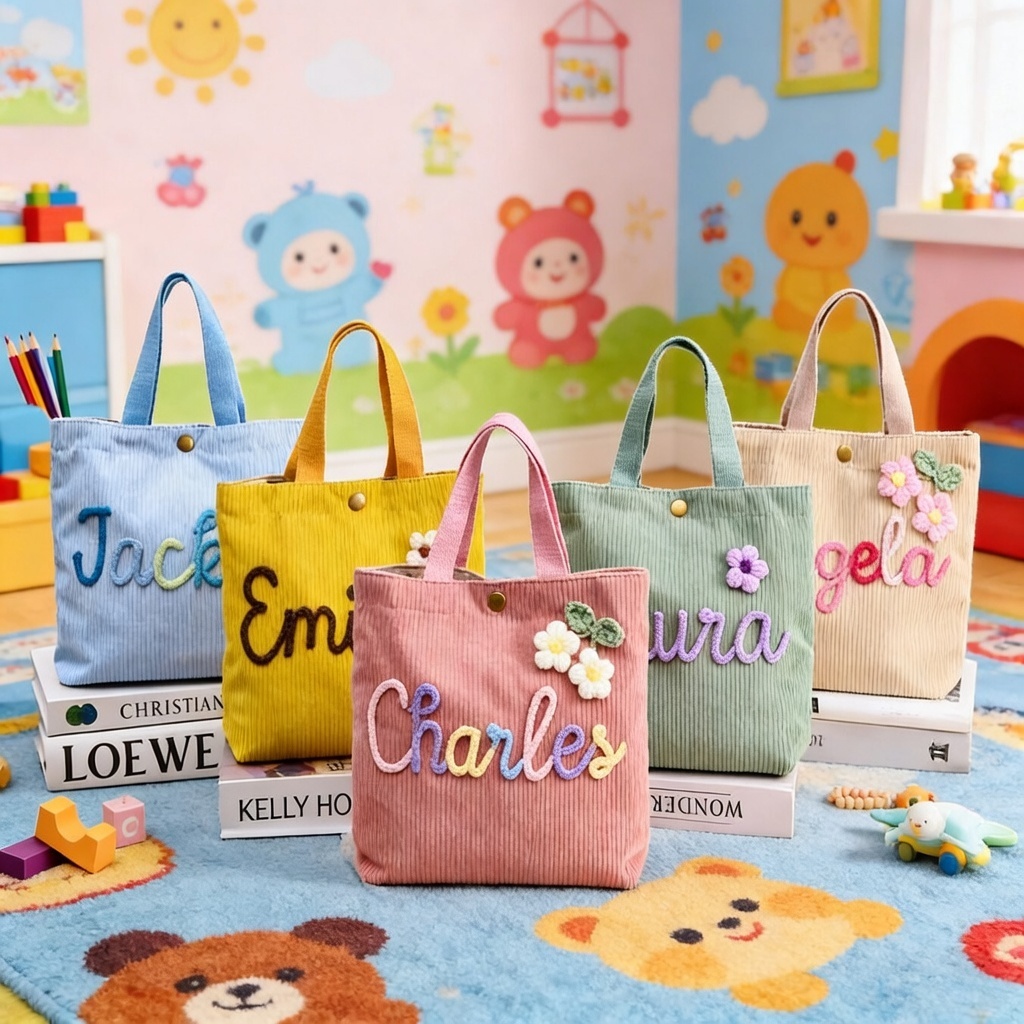 Personalized Quilted Handbag for Little Girls Custom Kids Mini Tote Bag Birthday Gift for Daughter - namenecklace