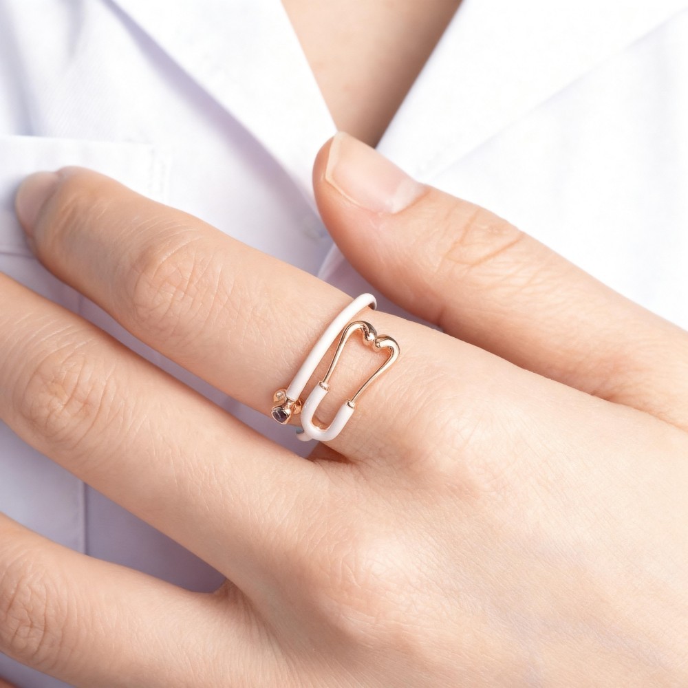 Custom Enamel Stethoscope Ring with Birthstone �C Personalized Nurse Appreciation Gift for Medical Nurses & Doctors & Students