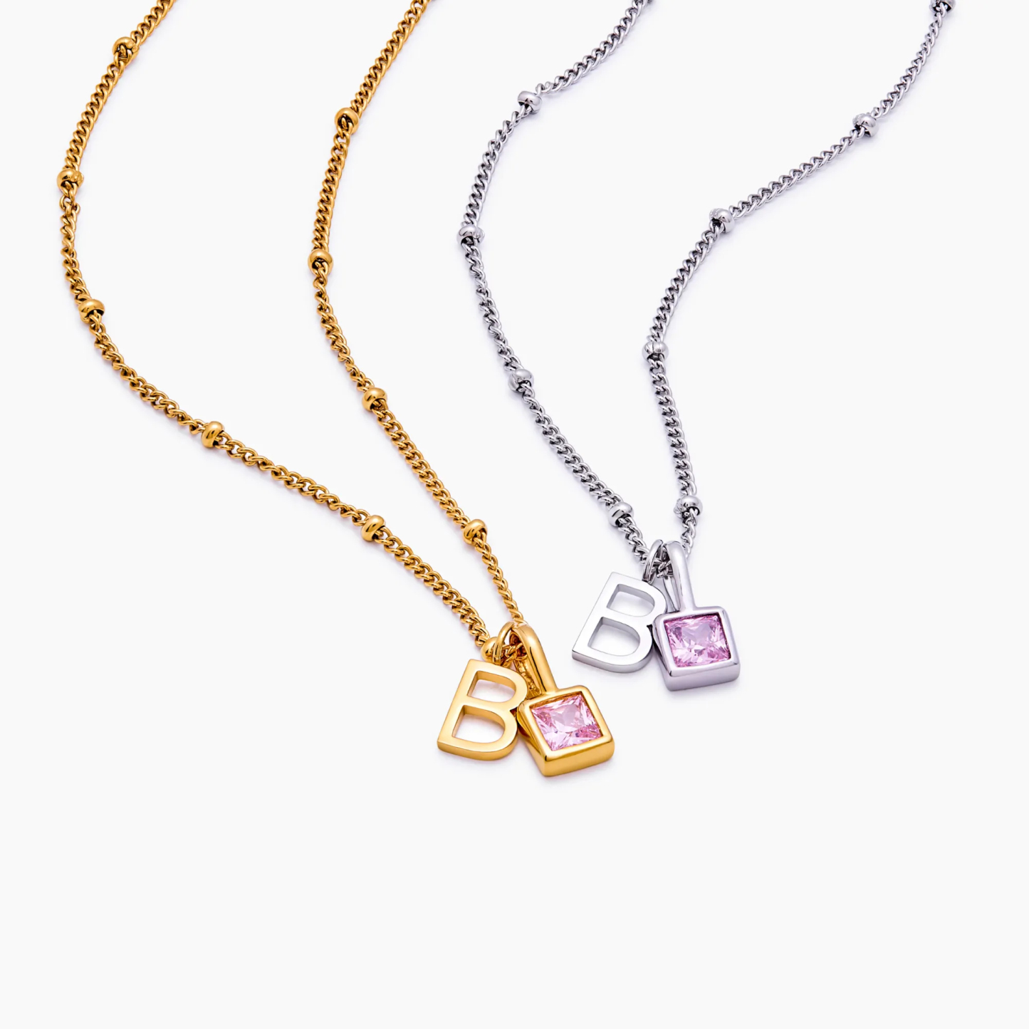 Personalized Birthstone Initial Necklace Custom Letter Pendant with Birthstone Detail Minimalist Initial and Gemstone Charm Necklac