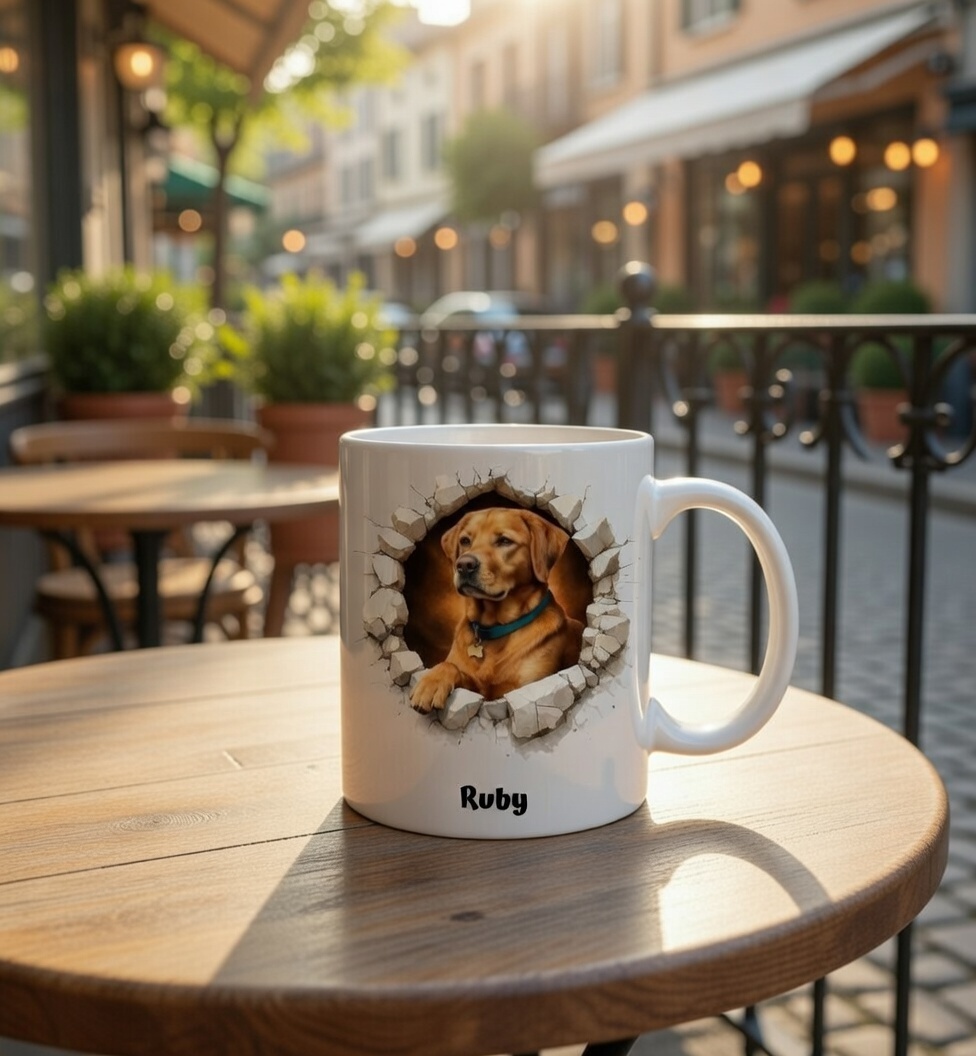 Custom Pet Photo Mug Personalized Pet Portrait Mug With Name Ceramic Coffee Cup Gifts for Pet Parents