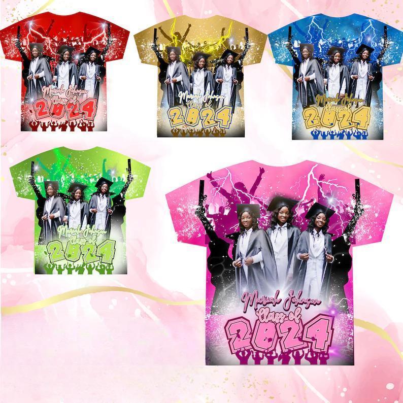 Custom 3D Graduation Shirt Personalized with Name & Year Gift for Her