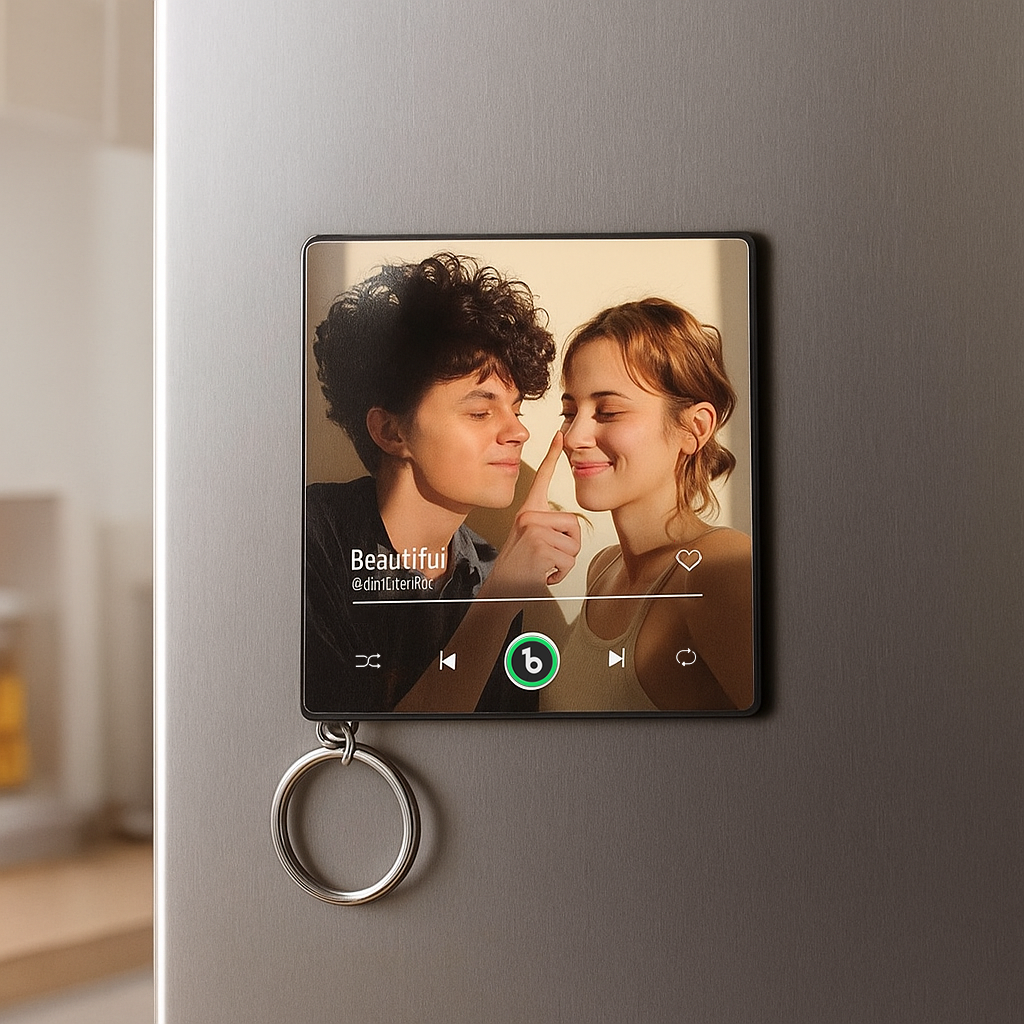 Custom Mini Music Fridge Magnet Keychain Personalized Photo Music Keychain Mini Magnet For Fridge That Can Play Songs Without Cellphone Anniversary Gifts