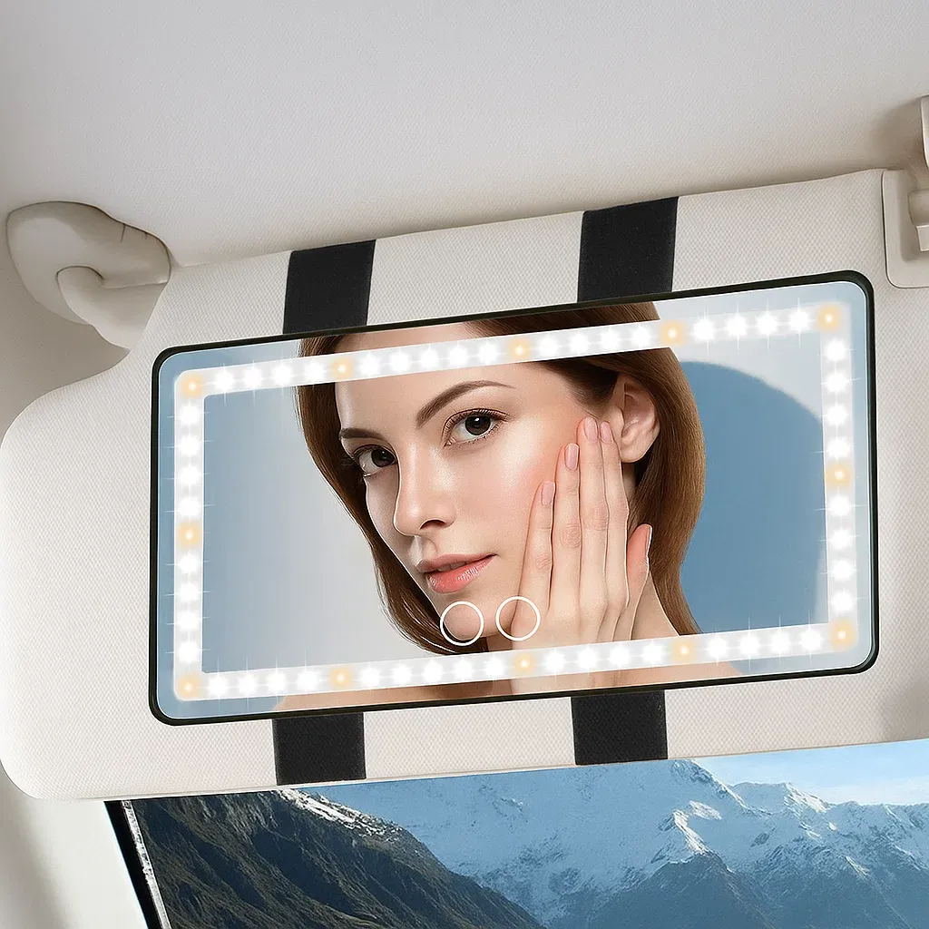 Custom LED Vanity Mirror for Car Visor �C Dimmable Lighted Makeup Mirror