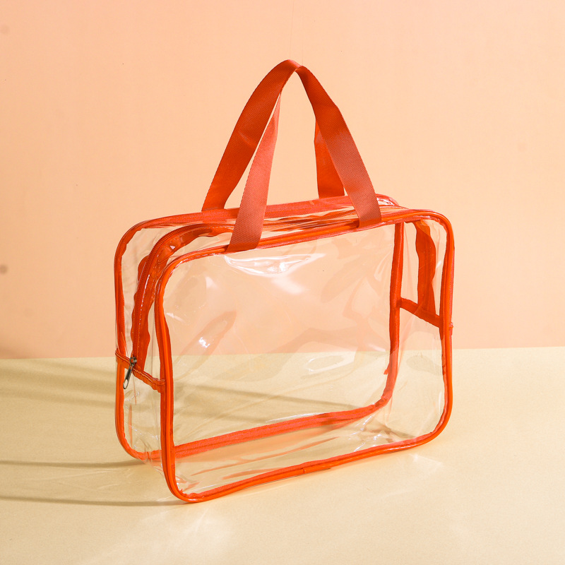 Clear Waterproof PVC Travel Toiletry Bag Beach Storage Tote - Black