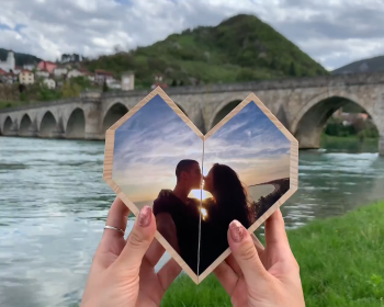 Personalized Photo Heart Folding Wood Photo Box Custom Romantic Folding Heart Photo Frame Heart-Shaped Memory Box Valentine's Day Gifts