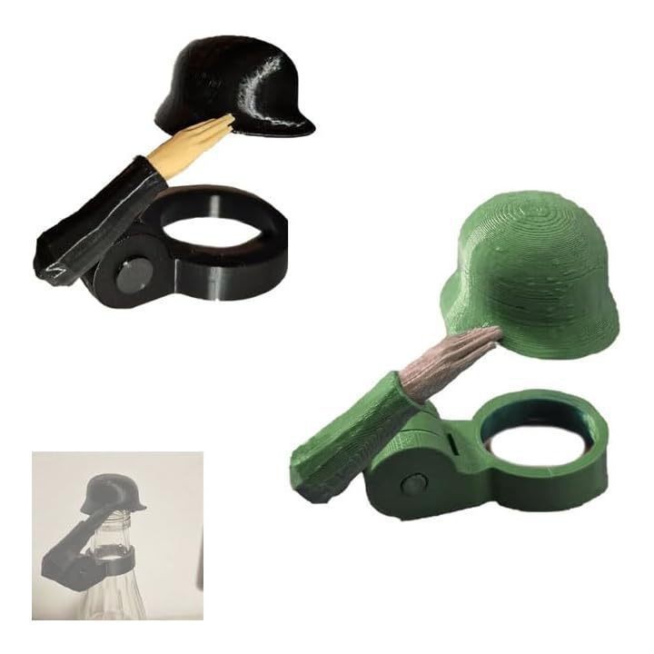 Saluting Helmet Beer Bottle Cap Funny Mechanical Flipping Bottle Topper  Party Fun Gift