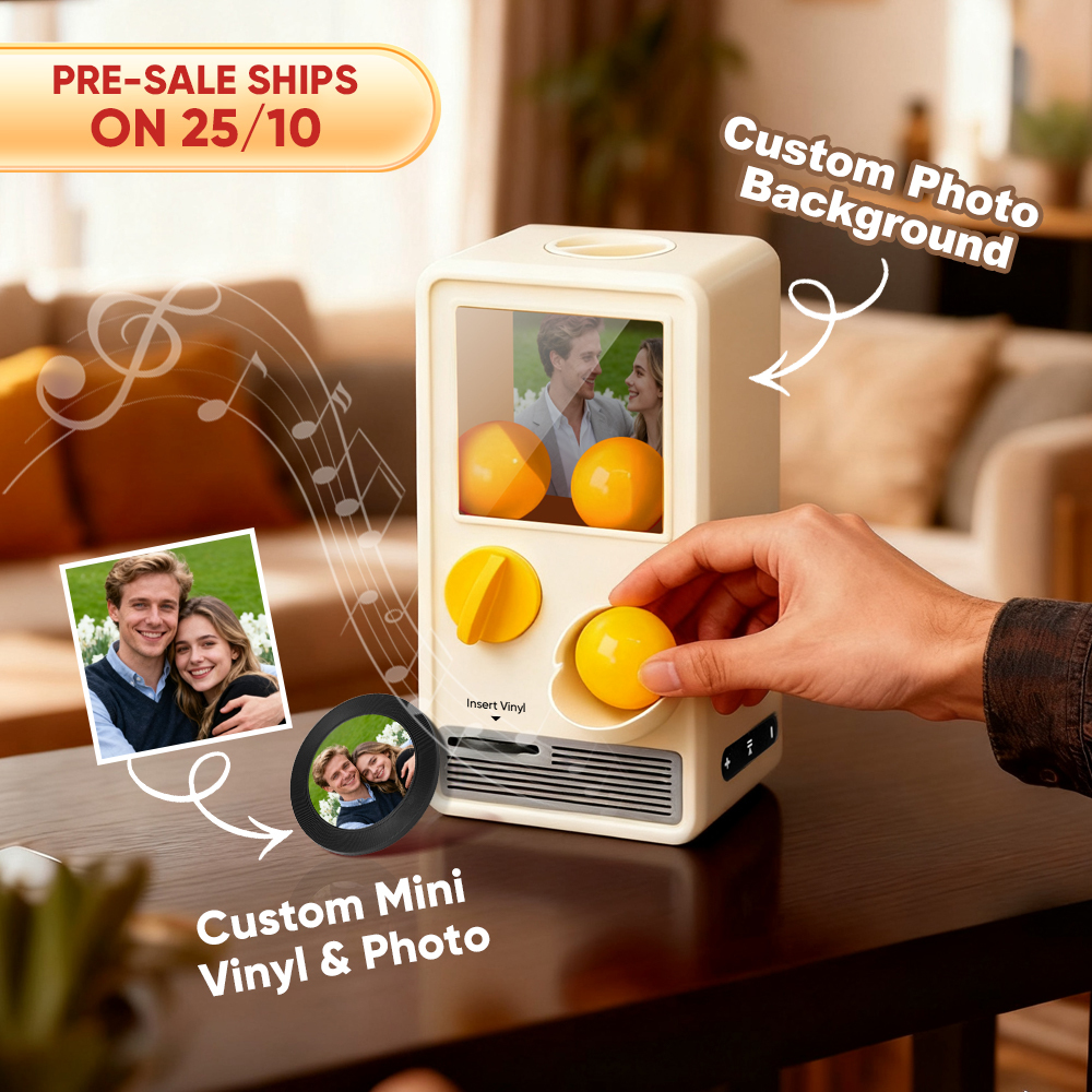 (Pre-Sale, Ships on 25/10) Personalized Music and Photo Music Gachapon Machine Custom Song Mini Record Box Retro Gifts for Her