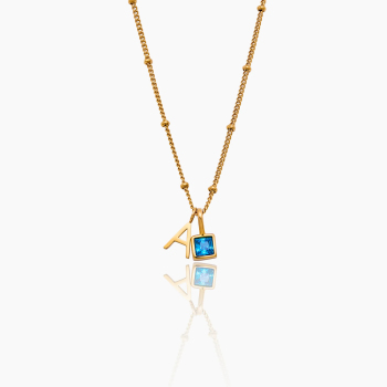 Personalized Birthstone Initial Necklace Custom Letter Pendant with Birthstone Detail Minimalist Initial and Gemstone Charm Necklac