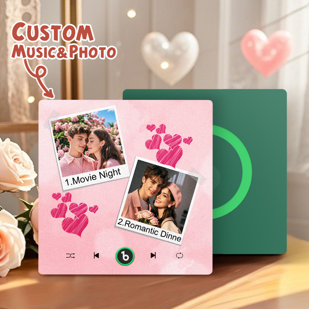 New 4.0 Upgrade Custom Music Fridge Magnet Colorful Frame Album Fridge Magnet Can Play Songs Gift for Couple Can Upload Your Music