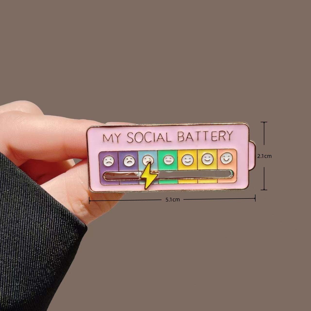 Funny Social Battery Pin Social Battery Sliding Mood Enamel Pin Interactive Mood Tracker Slider Pin Creative Social Accessory