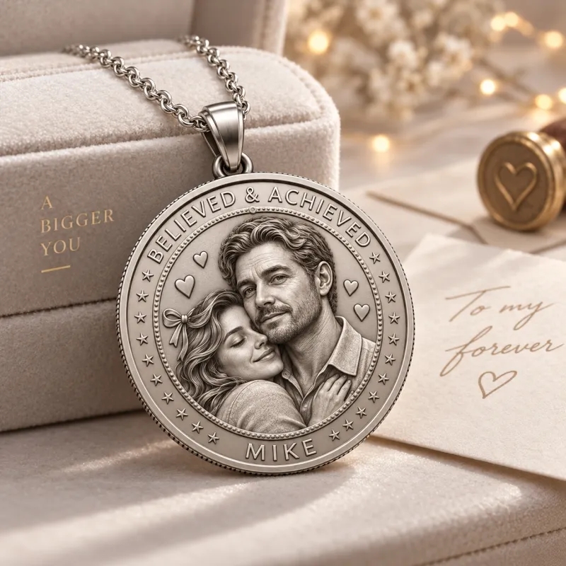 Custom 3D Pure Silver Coin Necklace From Your Photo or Idea – Turn Your Favorite Memory Into a One-of-a-Kind Gift for Her
