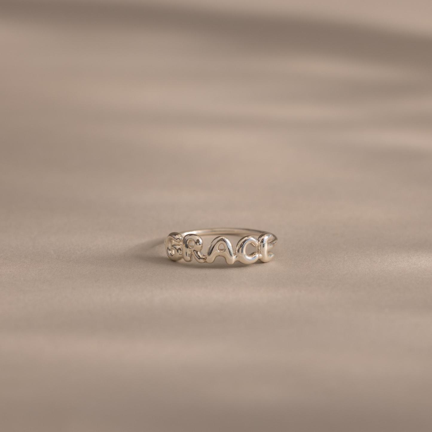 Custom Bubble Name Ring Personalized Dainty Bubble Name Ring 3D Balloon Letter Y2K Style Jewelry Gift for Her