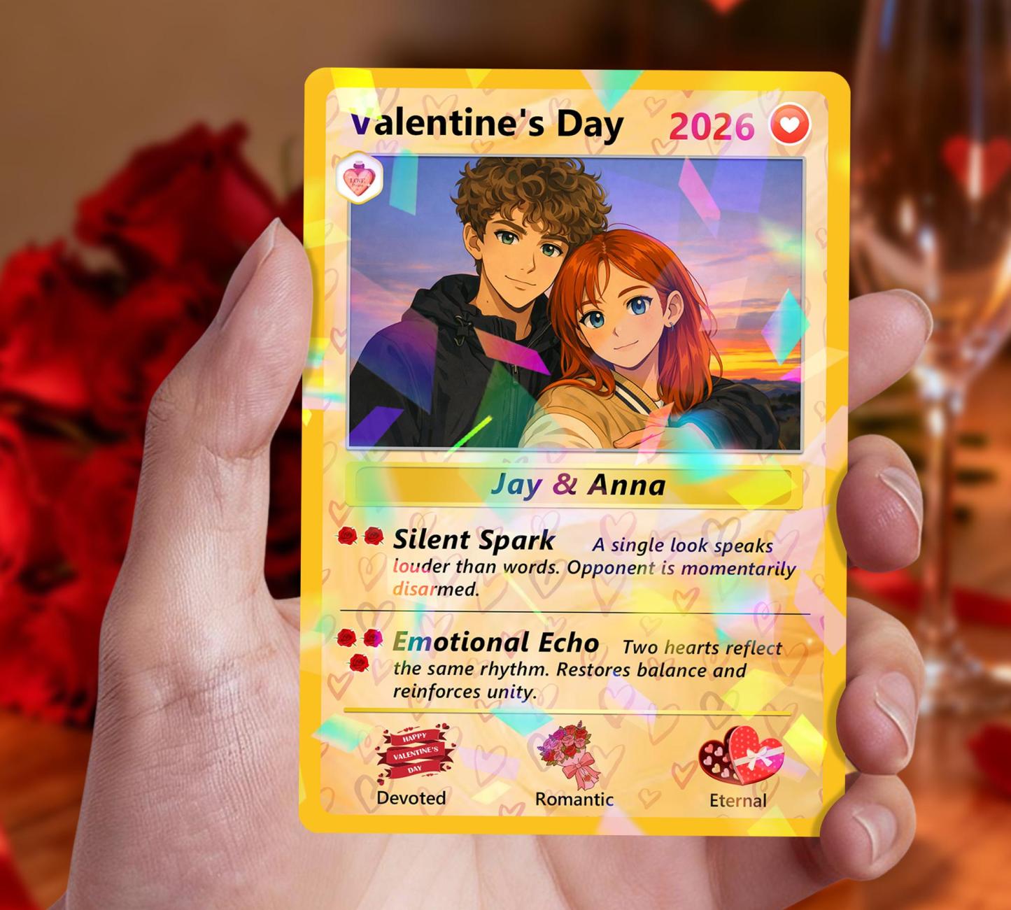 Personalized Pocket Monster Style Couple Anniversary Game Card Custom Evolution of Love Photo Game Card for Couples Valentine's Day Gifts