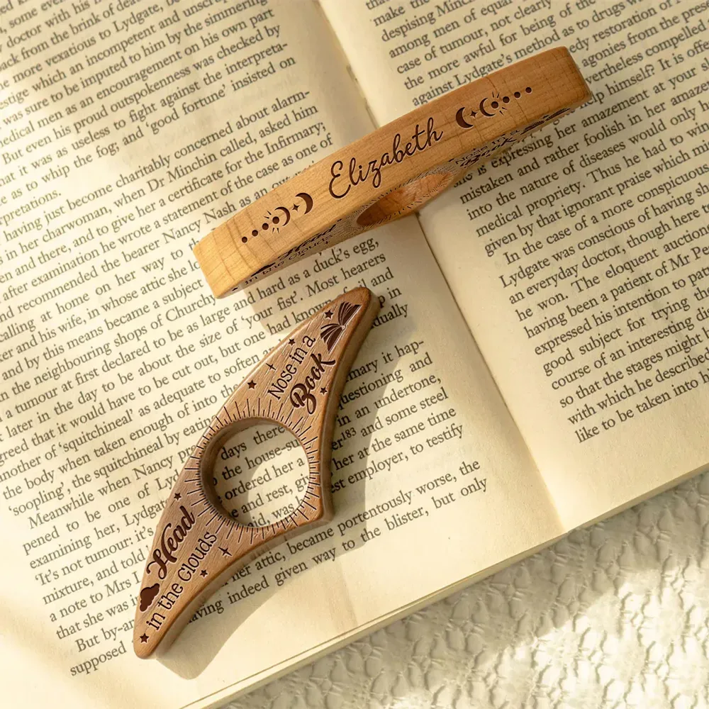 Personalized Book Page Holder for Book Lovers & Custom Name Wooden Reading Accessory Unique Handmade Reading Gift