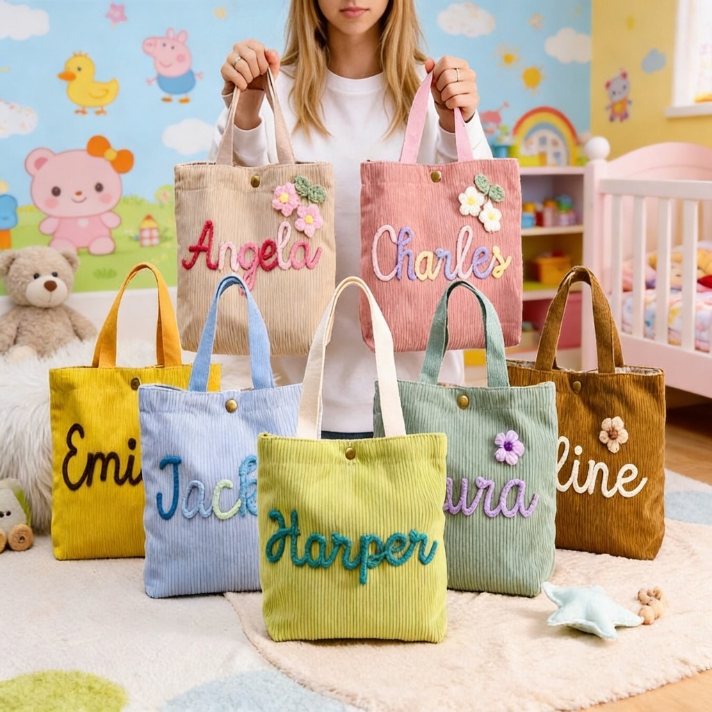 Personalized Quilted Handbag for Little Girls Custom Kids Mini Tote Bag Birthday Gift for Daughter - namenecklace