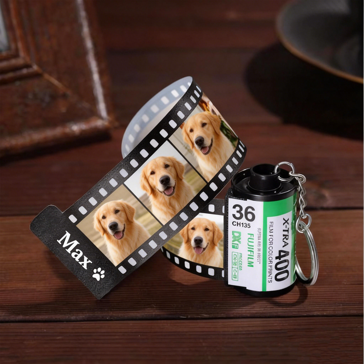 Custom Pet Photo Film Roll Keychain with Name Personalized Dog Cat Photo Film Roll Keyring Multi Photo Pet Film Roll Keychain Memorial Gift