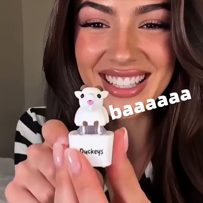 Cute Lamb Sound & LED Light Keychain Press-to-Glow Sheep Keychain Funny Sound Making Bag Charm