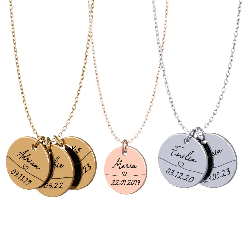 Custom Round Name Necklace & Personalized Birthday Gift Jewelry Jewelry  For Her