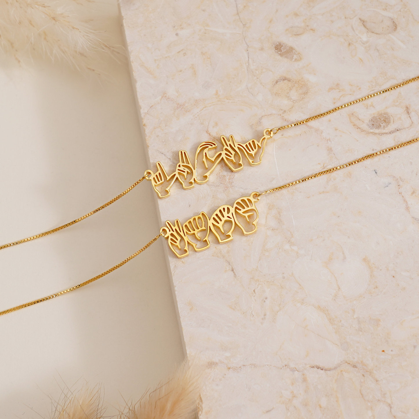 Custom Sign Language Name Necklace Personalized Gesture Name Necklac ASL BSL Jewelry Romantic Valentine's Day Gift