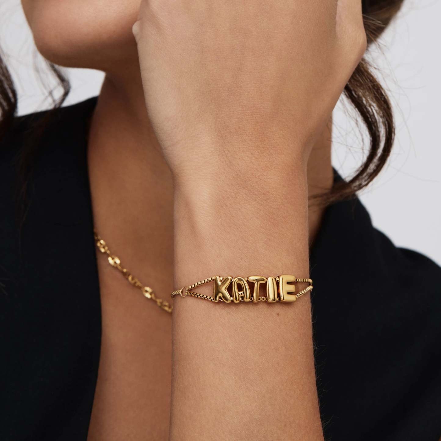 Custom Bubble Letter Name Bracelet Personalized Name Bracelet Engraved Name Bracelet Bridesmaid Name Bracelet Gift for Her