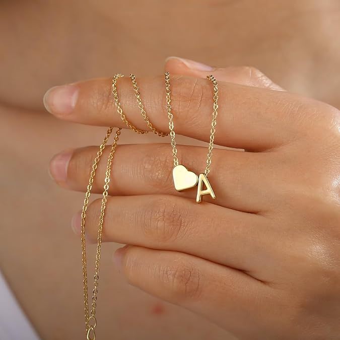 Personalized Heart Initial Necklace & Custom Letter Pendant Minimal or Sparkling Version for Every Style  Gifts for Women
