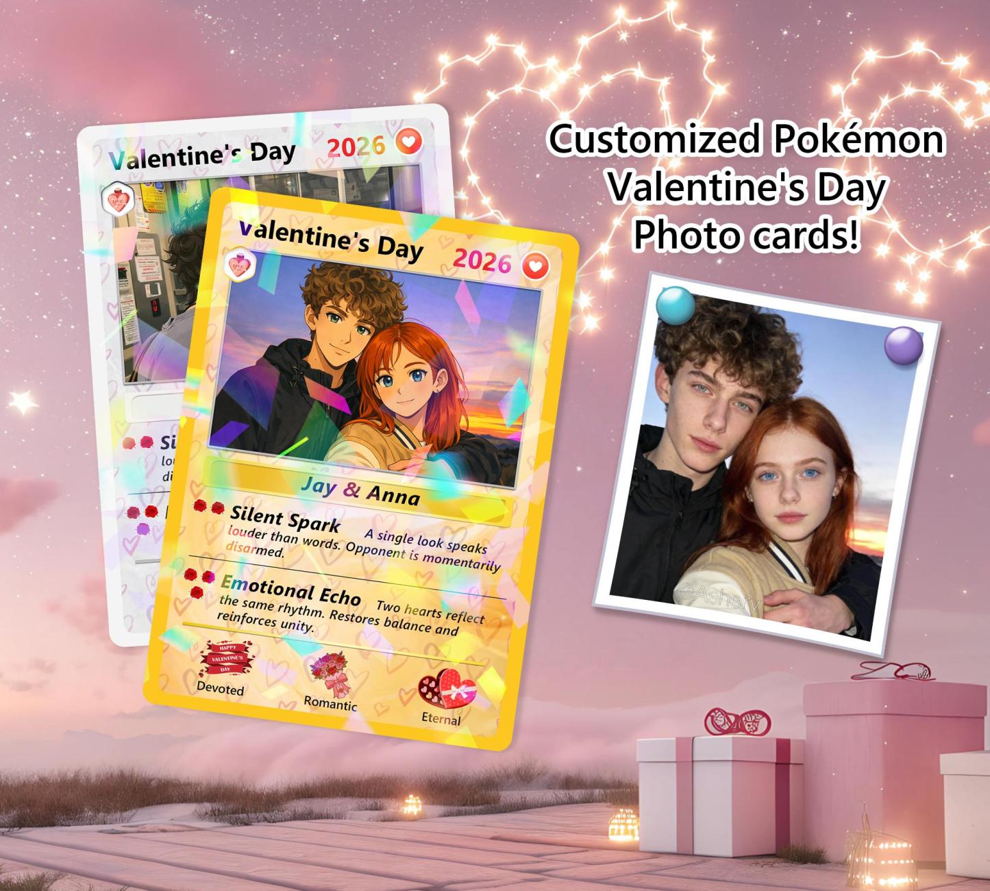 Personalized Pocket Monster Style Couple Anniversary Game Card Custom Evolution of Love Photo Game Card for Couples Valentine's Day Gifts