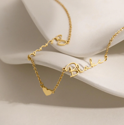 Personalized 2 Names Necklace Heart Heart Couple Gift,Romantic Valentine's Day Gift for Wife Her,Meaningful Mom Gift