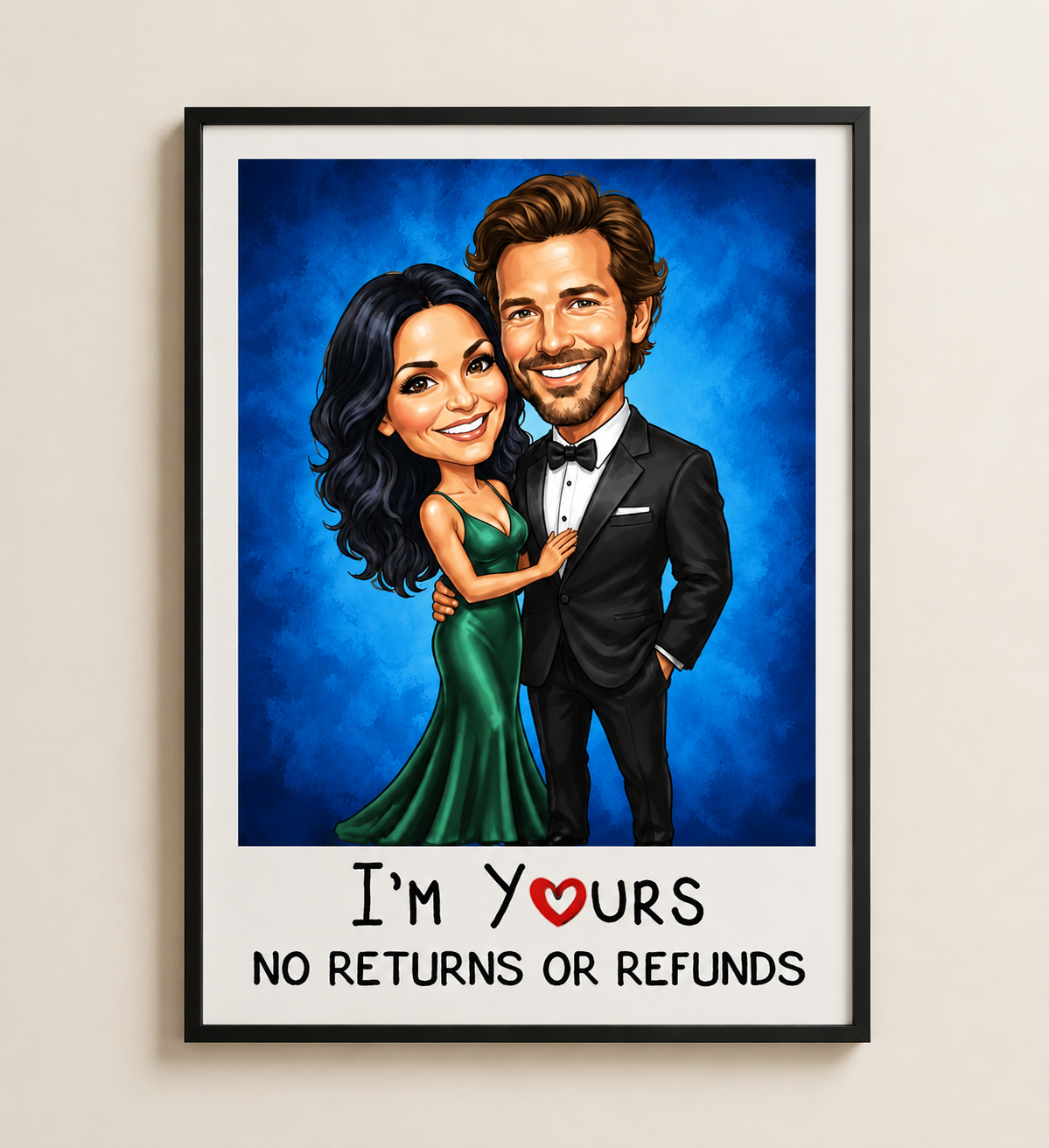Personalized Photo Text Couple Poster Custom Cartoon Portrait Caricature Wall Art  Gift for Anniversary
