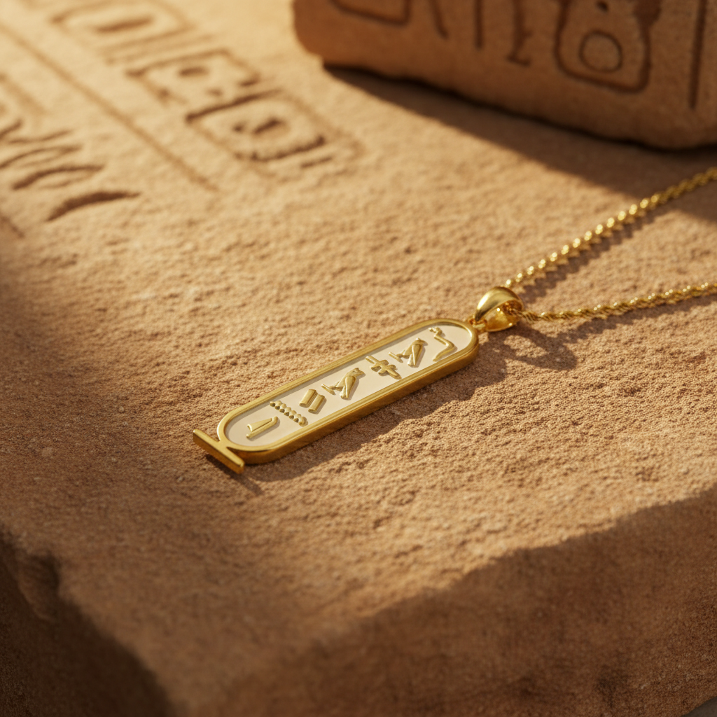 Personalized Egyptian Hieroglyphs Cartouche Necklace Custom Ancient Name Jewelry Gift for Her