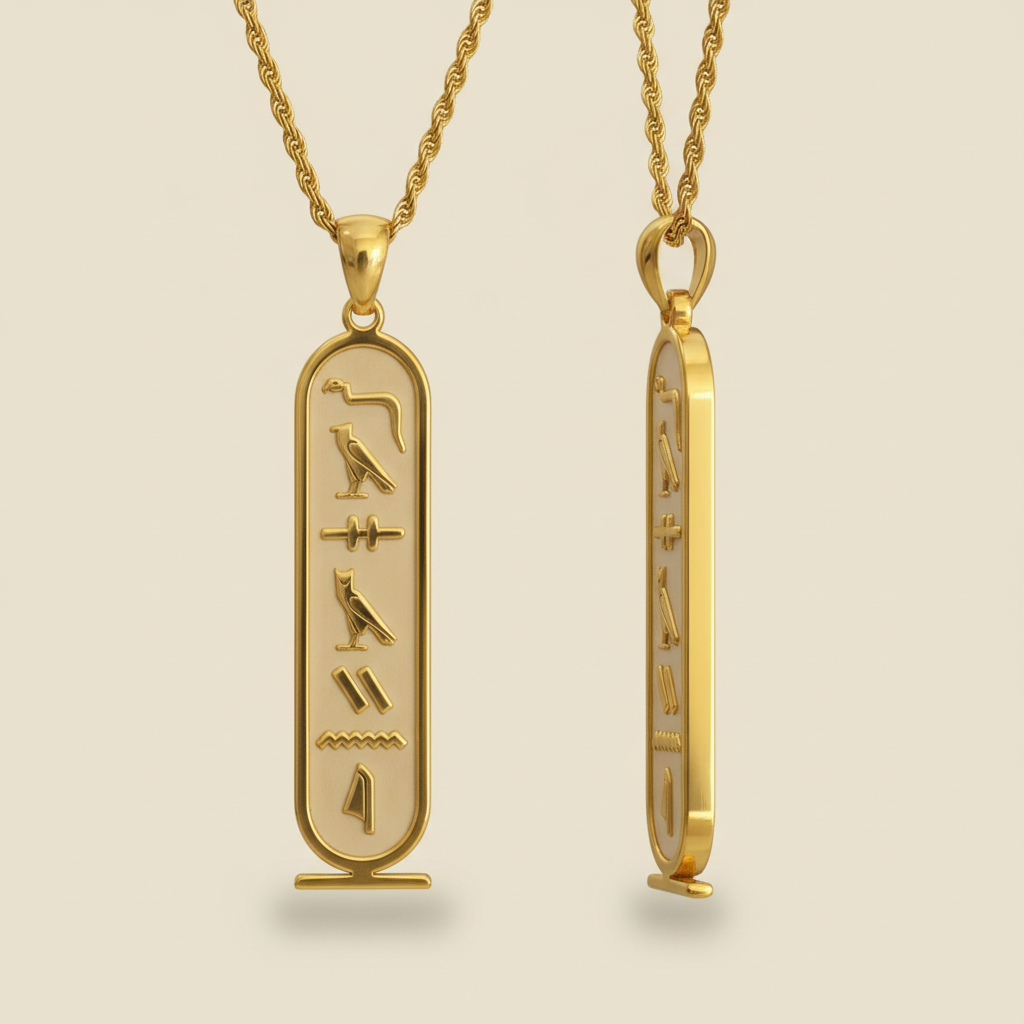 Personalized Egyptian Hieroglyphs Cartouche Necklace Custom Ancient Name Jewelry Gift for Her