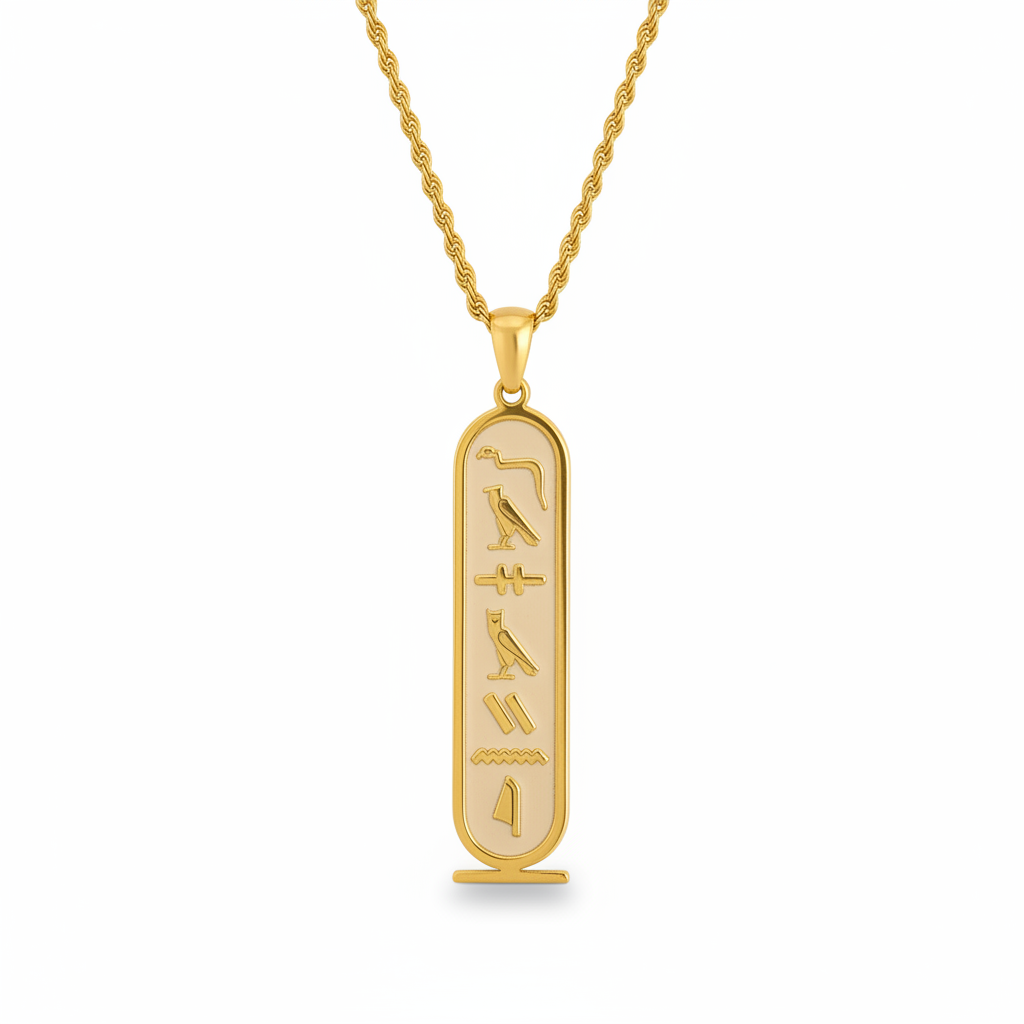 Personalized Egyptian Hieroglyphs Cartouche Necklace Custom Ancient Name Jewelry Gift for Her
