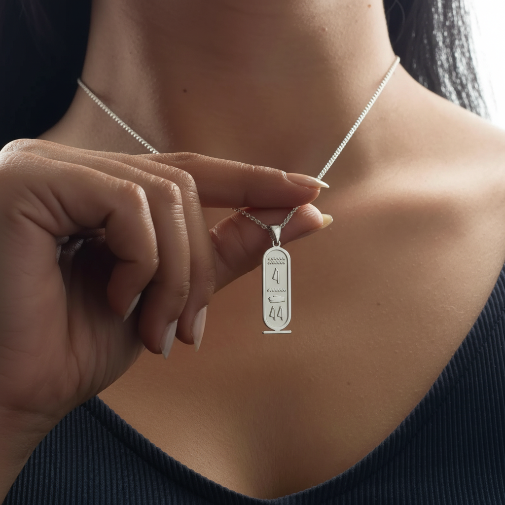 Personalized Egyptian Hieroglyphs Cartouche Necklace Custom Ancient Name Jewelry Gift for Her