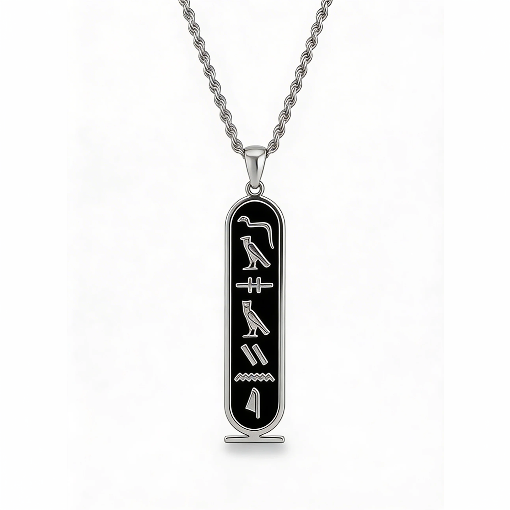Personalized Egyptian Hieroglyphs Cartouche Necklace Custom Ancient Name Jewelry Gift for Her