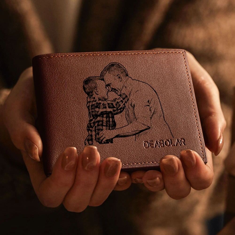 Father's Day Gifts For Men Photo Wallet Custom Photo Engraved Wallet Gifts For Him