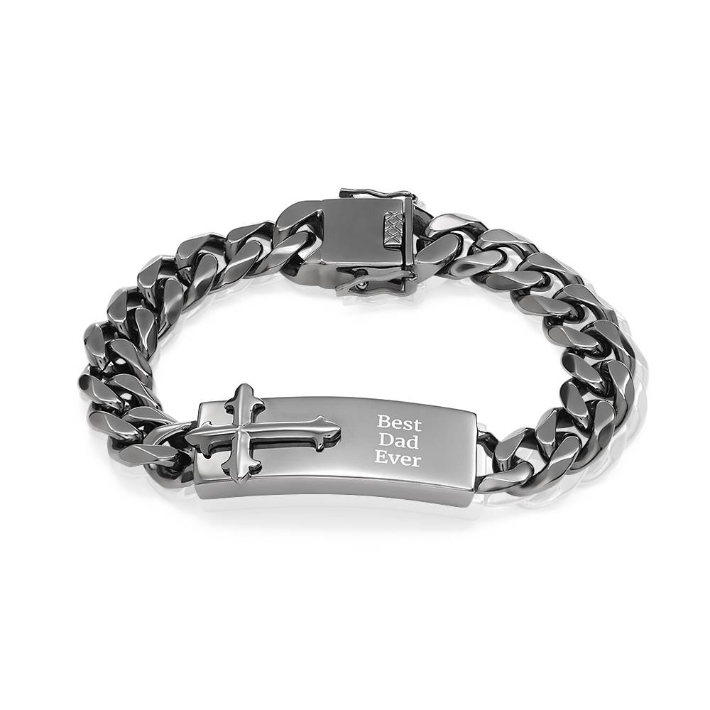 Personalized Cross ID Bracelet for Men in Stainless Steel