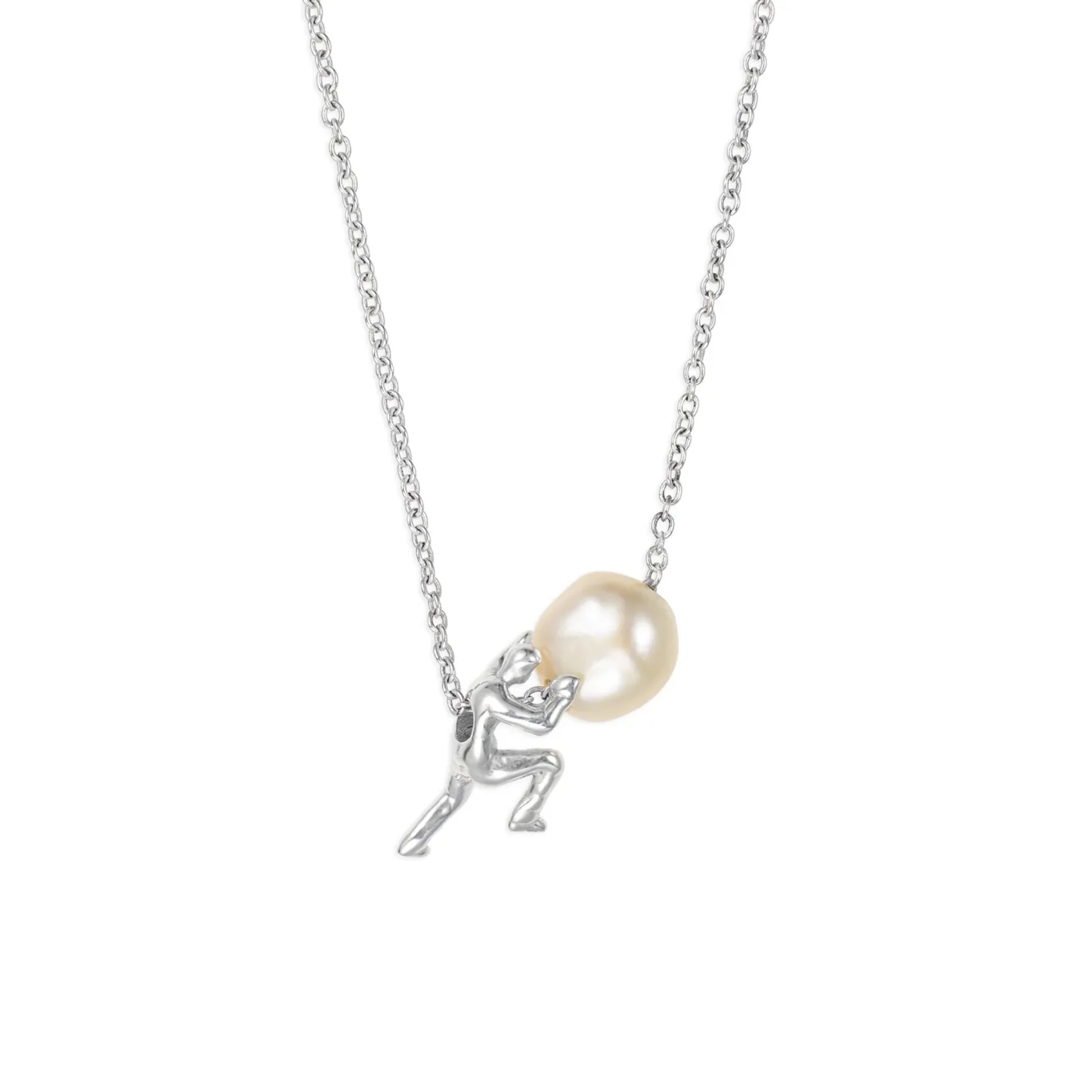 Elegant Pearl-Inspired Necklace with Human Push Design – Perfect Gift Idea