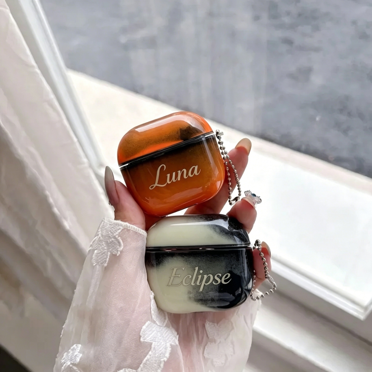 Custom Name Liquid Glitter AirPods Case Glow in the Dark Quicksand Sparkle Cute Protective Cover for AirPods 1 2 3 4 Shockproof