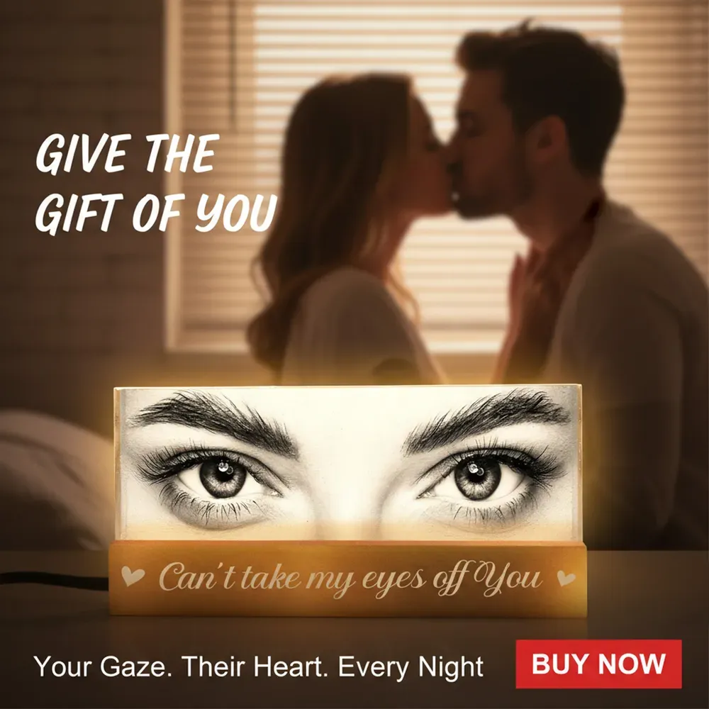 Custom Eye Photo Acrylic Block LED Night Light Personalized Romantic Eye Photo LED Plaque Valentine's Day Gift for Couples