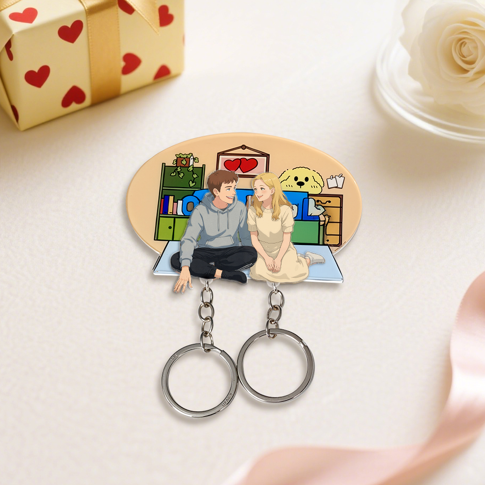 Custom Cartoon Couple Magnet Keychains Personalized Couple Home Magnet Keychains Custom Relationship Gift Thoughtful Personalized Gift