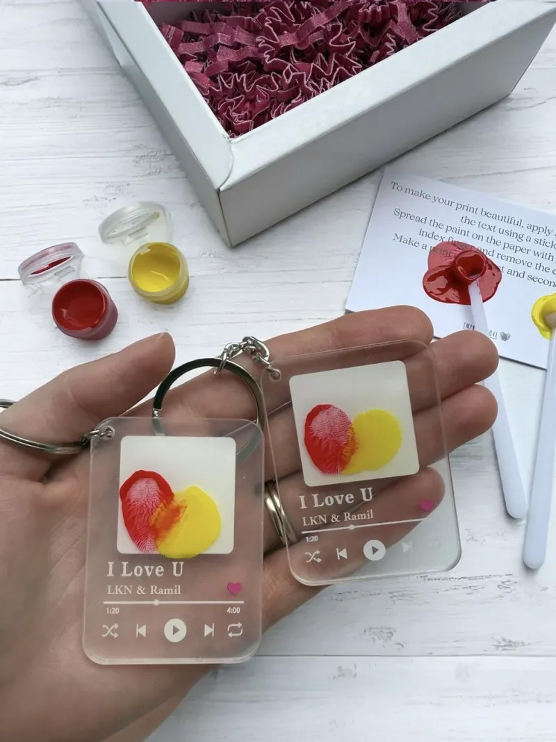 Fingerprint Keychain  Commemorate Your Special Day with a Unique Touch Anniversary Valentine’s Day for Couples Gifts Symbolizing Eternal Love