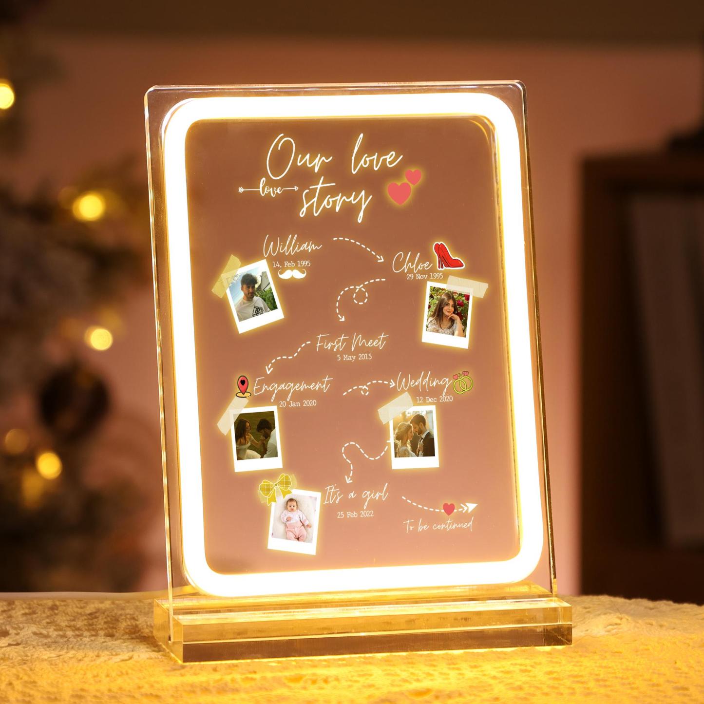 Personalized Our Love Story LED Acrylic Plaque Custom Timeline Milestone Anniversary Night Light Valentine's Day Gift