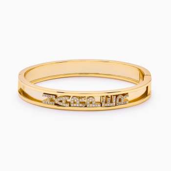 Personalized Slider Name Bangle Custom Sparkling CZ Letter Cuff Bracelet Gift For Her
