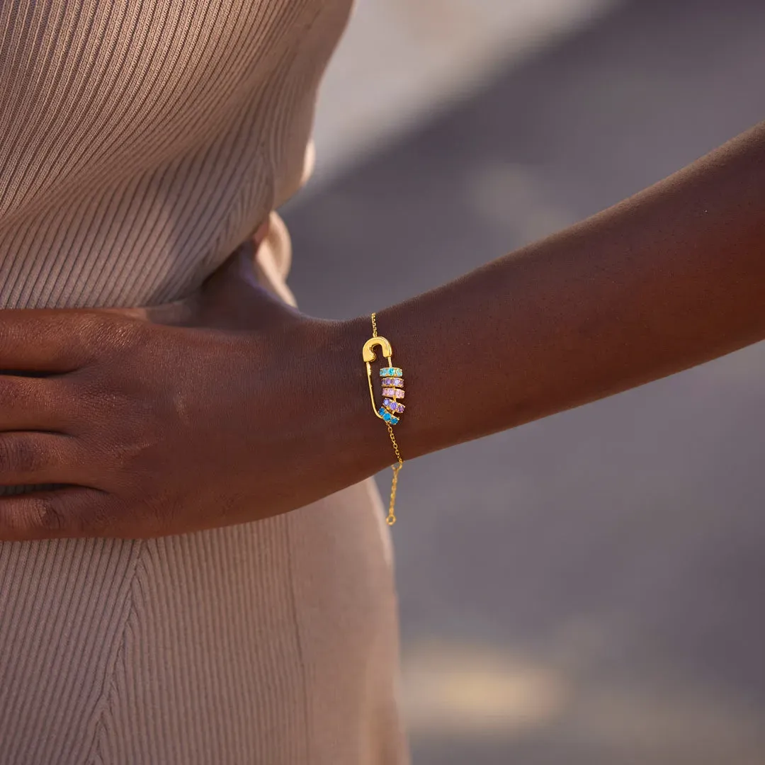 Personalized Paperclip Chain Birthstone Bracelet & Custom Name Jewelry Gift